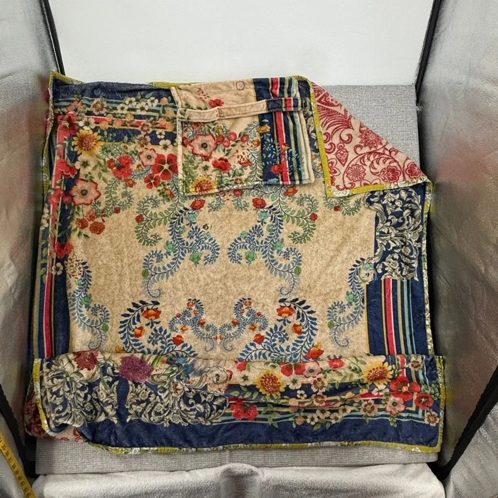 Johnny Was  Floral Quillow Blanket Pillow Combo Reversible Soft Boho Cottage